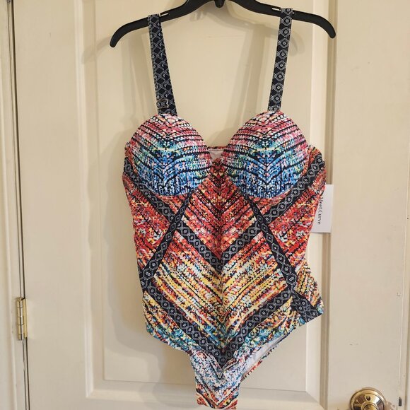 NWT Meet Curve Technicolor Cut Out Underwire One Piece Swimsuit 2XL - Picture 11 of 12